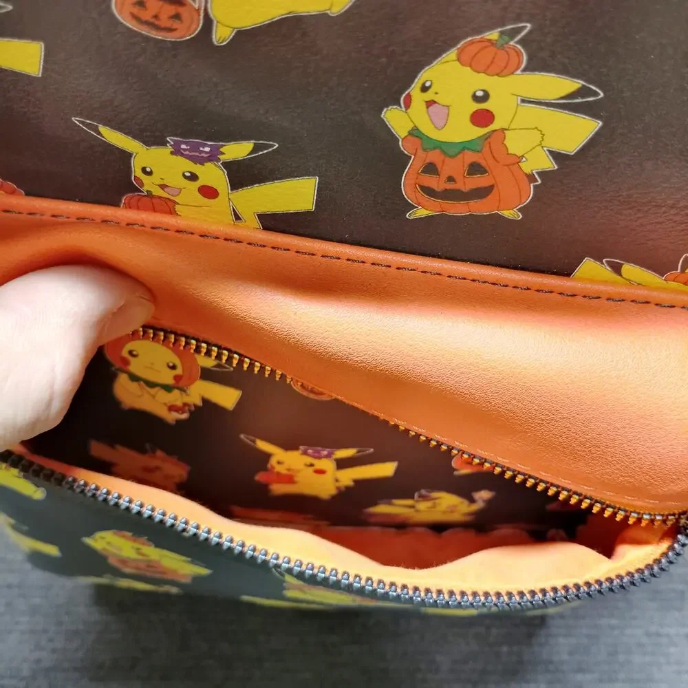 Pokémon Pikachu Mini Backpack Bioworld All-Over Print Black Orange Faux Leather